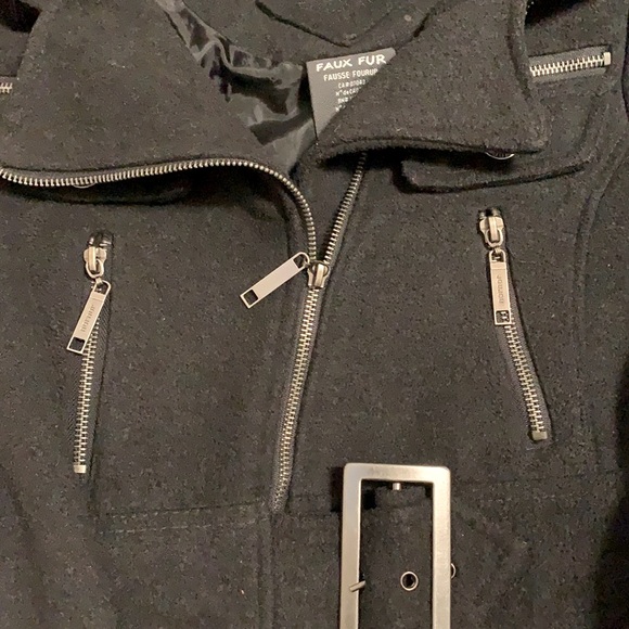 Cropped Wool Blend Hooded Moto Jacket size Small 7-8 - Picture 2 of 10